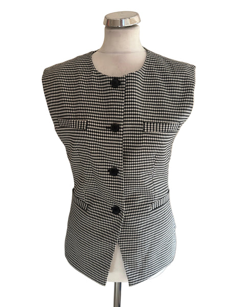 BRAND NEW FRENCH CONNECTION BLACK & WHITE CHECK WAISTCOAT TUNIC  SIZE 10