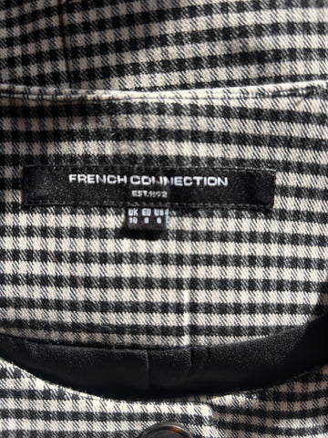 BRAND NEW FRENCH CONNECTION BLACK & WHITE CHECK WAISTCOAT TUNIC  SIZE 10