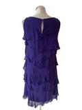 MONSOON 100% SILK PURPLE TIERED SLEEVELESS SHIFT DRESS SIZE 14