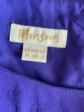 MONSOON 100% SILK PURPLE TIERED SLEEVELESS SHIFT DRESS SIZE 14