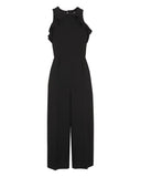 WHISTLES MIA BLACK FRILLED NECK COLD SHOULDER CROPPED LEG JUMPSUIT SIZE 8