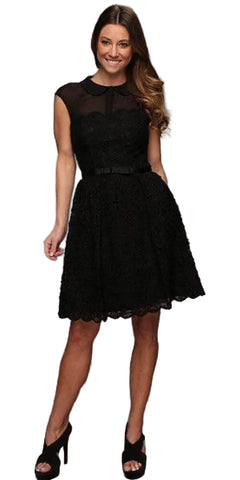 TED BAKER RANNI BLACK LACE COLLARED SPECIAL OCCASION DRESS SIZE 3 UK 12