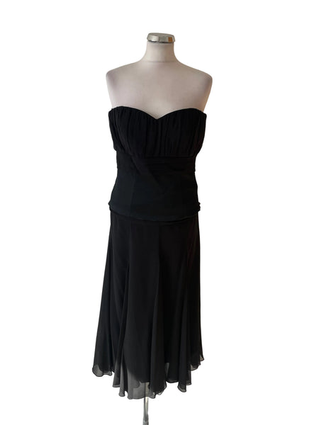 COAST BLACK SPECIAL OCCASION FLOATY FULL SKIRT & STRAPLESS BUSTIER TOP SIZE 14