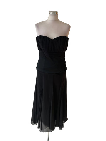 COAST BLACK SPECIAL OCCASION FLOATY FULL SKIRT & STRAPLESS BUSTIER TOP SIZE 14