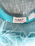 GWYTHER SNOXELLS TURQUOISE FEATHER TRIM WIDE BRIM FORMAL HAT