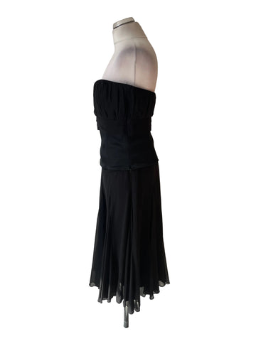 COAST BLACK SPECIAL OCCASION FLOATY FULL SKIRT & STRAPLESS BUSTIER TOP SIZE 14
