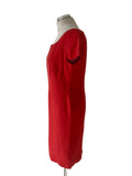 ARTIGIANO SILK & LINEN MIX CORAL SHORT SLEEVE PENCIL DRESS  SIZE 12