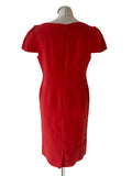 ARTIGIANO SILK & LINEN MIX CORAL SHORT SLEEVE PENCIL DRESS  SIZE 12