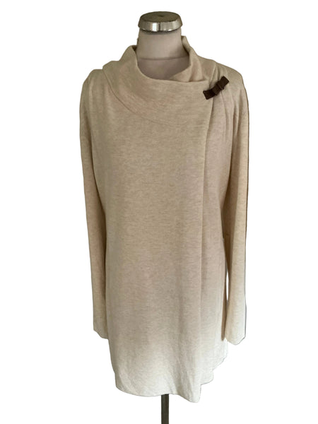 BRAND NEW COUNTRY CASUALS OATMEAL WRAP FRONT CARDIGAN SIZE M