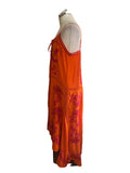 KAREN MILLEN ORANGE & FUCHIA PINK EMBROIDERED FINE STRAP MAXI DRESS SIZE 14
