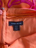 KAREN MILLEN ORANGE & FUCHIA PINK EMBROIDERED FINE STRAP MAXI DRESS SIZE 14