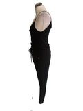 ME+EM BLACK SPAGHETTI STRAP DRAWSTRING WAIST JUMPSUIT  SIZE 10