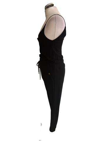 ME+EM BLACK SPAGHETTI STRAP DRAWSTRING WAIST JUMPSUIT  SIZE 10