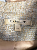 LK BENNETT DUCK EGG & BEIGE GOLD WEAVE COLLARED JACKET SIZE 8