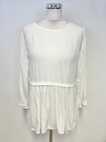 THE WHITE COMPANY WHITE LONG SLEEVED SMOCK TOP SIZE 14