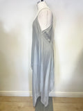 BRAND NEW ELEGANCE GREY SILK FINE STRAP LONG SIDE PANELS TOP SIZE L