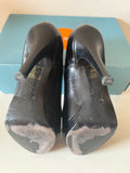 KAREN MILLEN BLACK PEEPTOE BUCKLE TRIM LEATHER HEELS SIZE 3.5/36