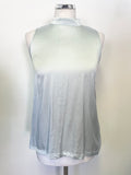 REISS BLAIRE ICE BLUE SILK FRONT SLEEVELESS TOP SIZE S