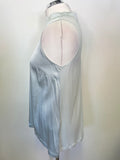 REISS BLAIRE ICE BLUE SILK FRONT SLEEVELESS TOP SIZE S