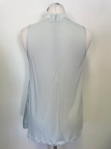 REISS BLAIRE ICE BLUE SILK FRONT SLEEVELESS TOP SIZE S