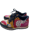 CAROLINA HERRERA MONOGRAM LOGO MULTI COLOURED CLOTH & LEATHER TRAINERS SIZE 4/37