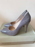 DUNE SHUDDER GREY LEATHER SNAKESKIN HIGH HEELS SIZE 4/37