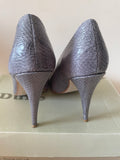 DUNE SHUDDER GREY LEATHER SNAKESKIN HIGH HEELS SIZE 4/37