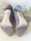 DUNE SHUDDER GREY LEATHER SNAKESKIN HIGH HEELS SIZE 4/37