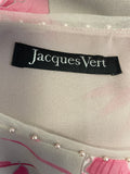 JACQUES VERT GREY & PINK FLORAL PRINT PEARL TRIMMED TOP & MATCHING SCARF SIZE 16