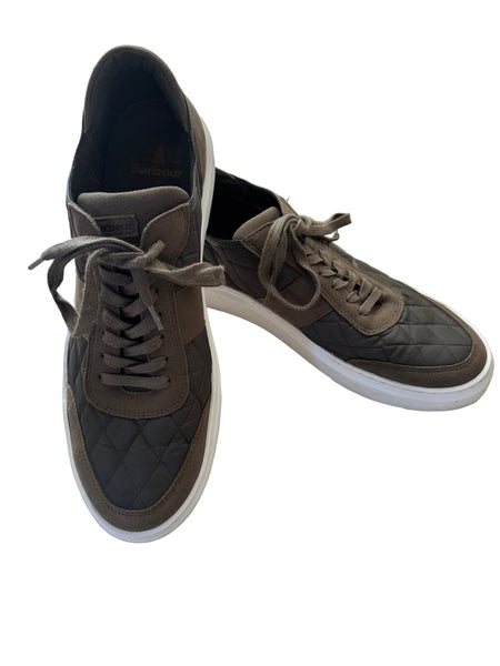 BARBOUR LIDDESDALE DARK GREEN MENS QUILTED COMFORT SNEAKER LACE UP SHOES SIZE 11/45.5