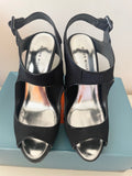 KAREN MILLEN BLACK SATIN HIGH STILETTO HEEL SANDALS SIZE 4/37