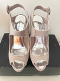 KAREN MILLEN OYSTER BEIGE SATIN HIGH STILETTO HEEL SANDALS SIZE 4/37