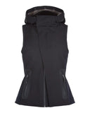 SWEATY BETTY BLACK FUR TRIM DOWN FILLED HOODED BODY WARMER/ GILET SIZE S