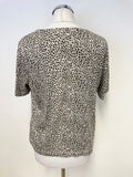 WHISTLES COTTON BROWN & BLACK PRINT BONJOUR SHORT SLEEVE T SHIRT SIZE M