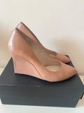 BRAND NEW CLARKS LEA BLUSH PINK (LIGHT TAN) LEATHER WEDGE HEELS SIZE 4/37