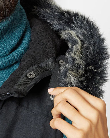 SWEATY BETTY BLACK FUR TRIM DOWN FILLED HOODED BODY WARMER/ GILET SIZE S