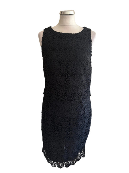 MONSOON BLACK LACE SLEEVELESS PENCIL DRESS  SIZE 10