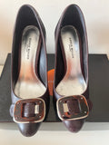 KAREN MILLEN BROWN BUCKLE TRIM LEATHER HEELS SIZE 3.5/36
