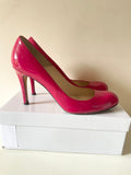 LK BENNETT RASPBERRY PINK PATENT LEATHER HEELS SIZE 7/40