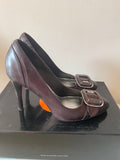 KAREN MILLEN BROWN BUCKLE TRIM LEATHER HEELS SIZE 3.5/36