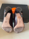 KAREN MILLEN BROWN BUCKLE TRIM LEATHER HEELS SIZE 3.5/36