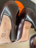 KAREN MILLEN BROWN BUCKLE TRIM LEATHER HEELS SIZE 3.5/36