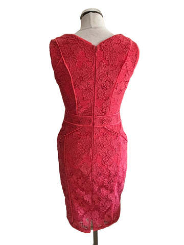 MONSOON CORAL LACE SLEEVELESS PENCIL DRESS  SIZE 10