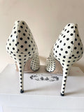 BRAND NEW WITH DEFECT LK BENNETT FERN WHITE &  BLACK SPOT PATENT LEATHER HEELS SIZE 7.5/41