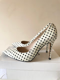 BRAND NEW WITH DEFECT LK BENNETT FERN WHITE &  BLACK SPOT PATENT LEATHER HEELS SIZE 7.5/41