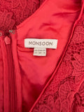 MONSOON CORAL LACE SLEEVELESS PENCIL DRESS  SIZE 10