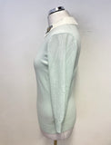 TED BAKER PALE GREEN JEWEL TRIM WHITE COLLAR JUMPER SIZE 2 UK 10/12