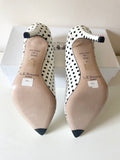 BRAND NEW WITH DEFECT LK BENNETT FERN WHITE &  BLACK SPOT PATENT LEATHER HEELS SIZE 7.5/41