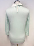 TED BAKER PALE GREEN JEWEL TRIM WHITE COLLAR JUMPER SIZE 2 UK 10/12