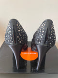 KAREN MILLEN BLACK MESH LACE RHINESTONE TRIM PEEPTOE HEELS SIZE 3.5/36